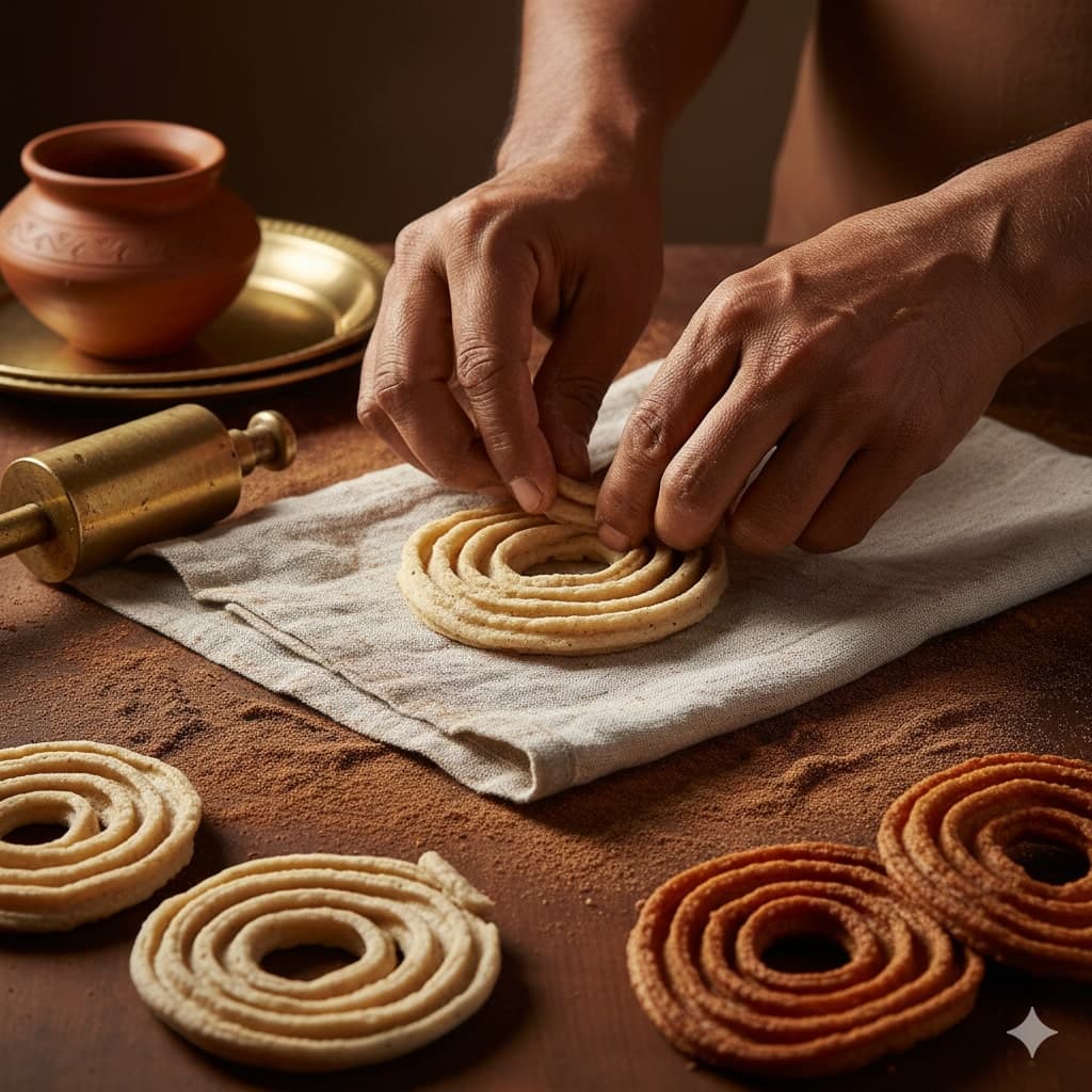 Ragi Murukku: Spiral Crunch, Village Fritters, and Hand-Pressed Technique